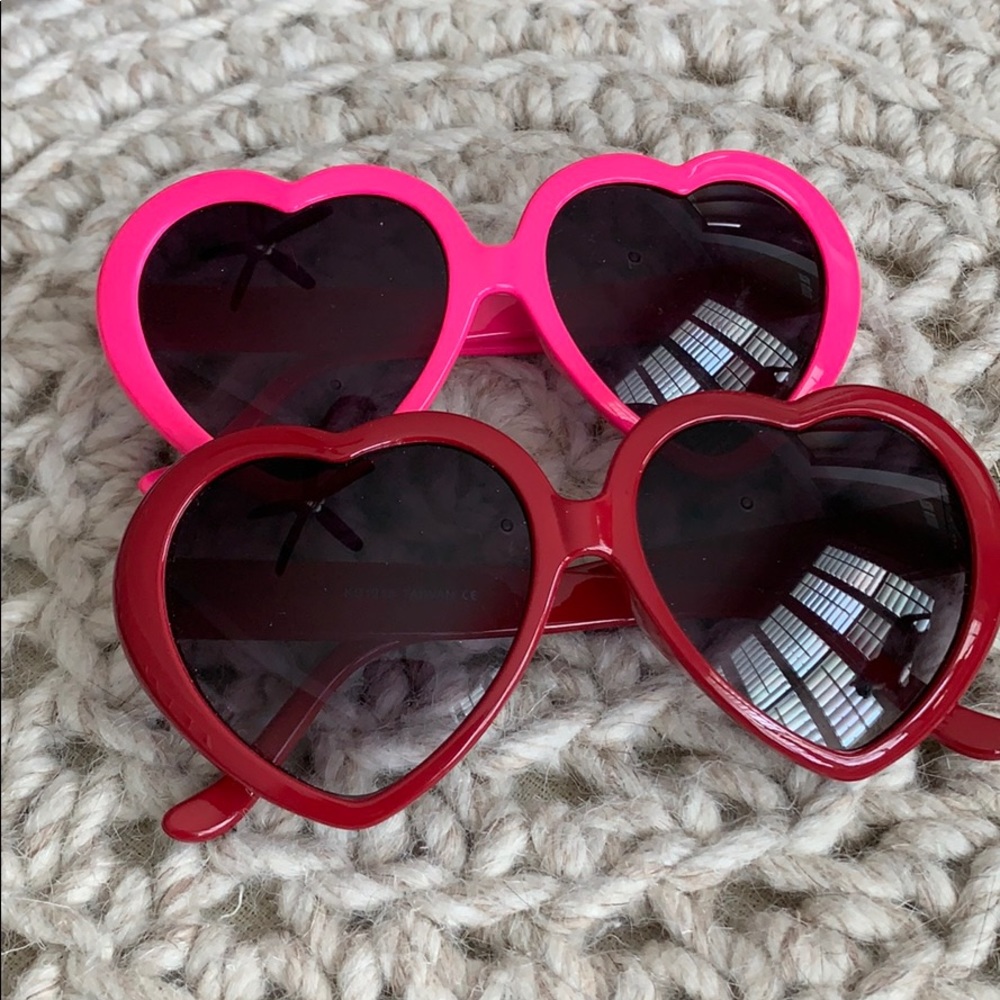 2 pair heart shaped sunglasses